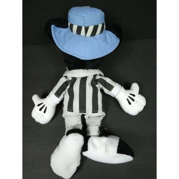Disney Mickey Mouse 9" Striped Black/Gray Showman Outfit Hat and Shoes Plush Toy - Picture 3 of 12